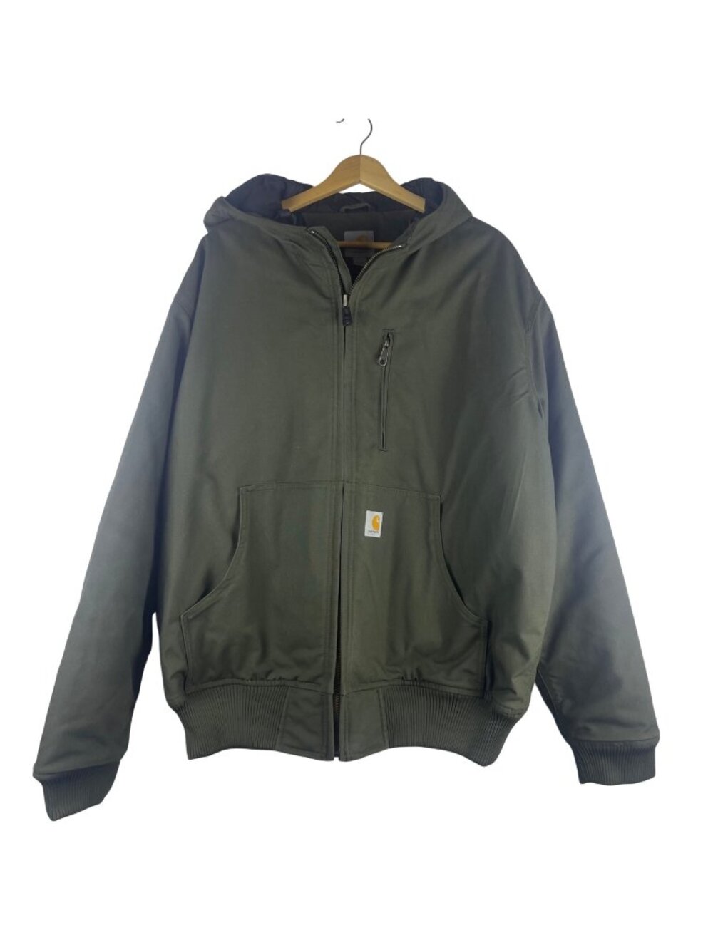 Carhartt Quick Duck Jefferson Hooded Jacket Large Olive Green Lined Heavyweight